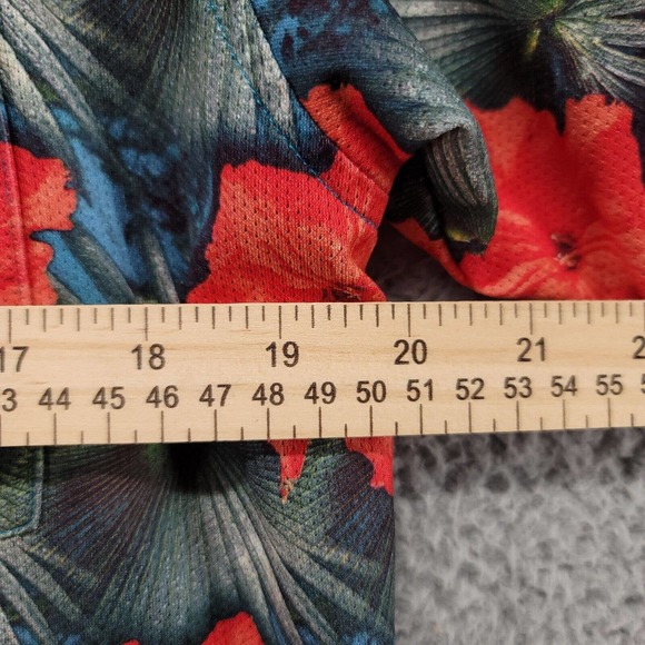 Millennium 7M shirt Mens medium Tropical Floral Short Sleeve Button Up Mesh - Picture 7 of 9